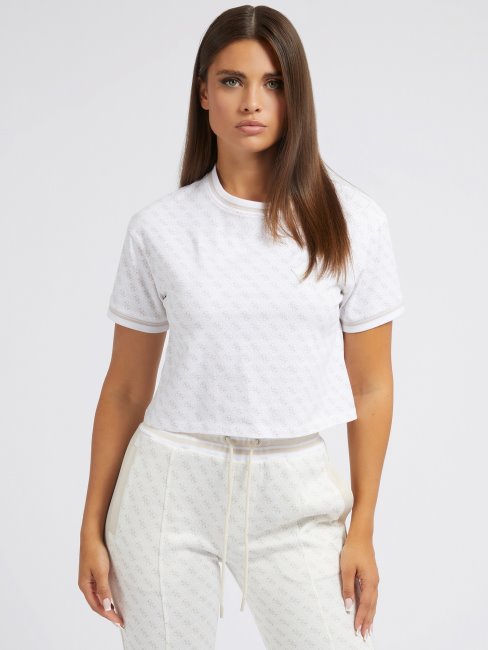 Tee Shirt Blanc Logo Guess All Over