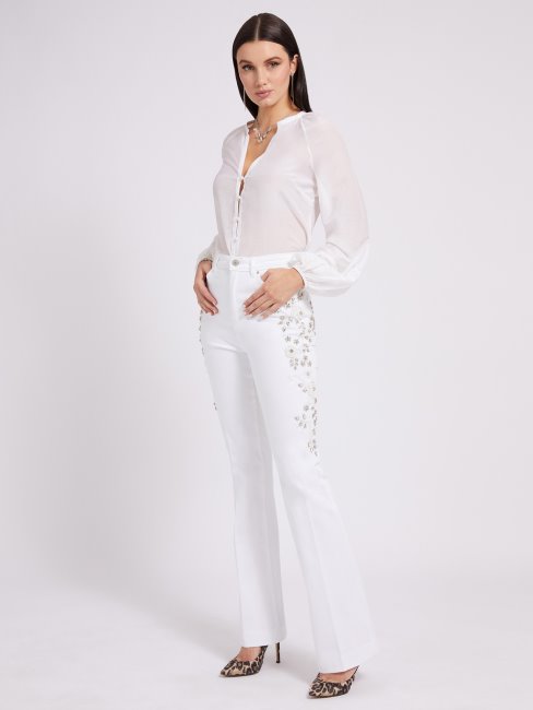 Guess Blouse En Soie Mélangée Blanc