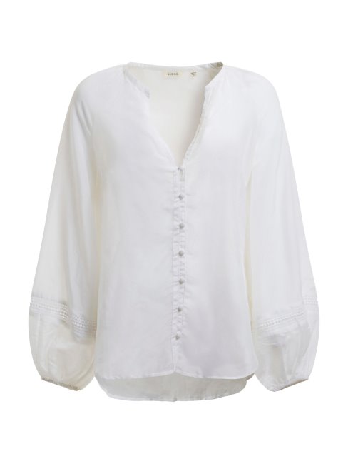 Guess Blouse En Soie Mélangée Blanc