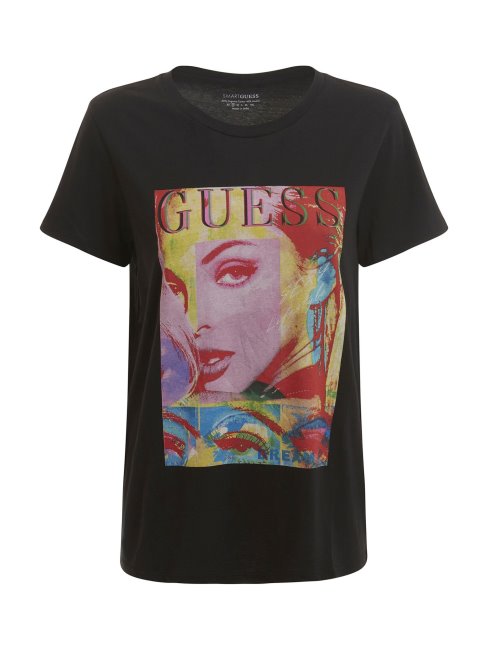 T-shirt Imprimé Sur Le Devant Noir Guess