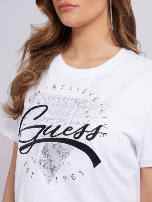 Tee Shirt Logo Devant Blanc Guess Nouvelle Tendance