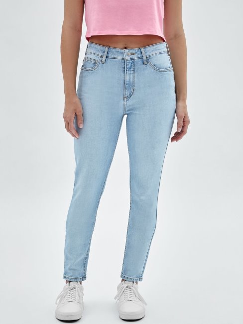 Mode Nouveau Pantalon En Denim Coupe Skinny Bleu Guess