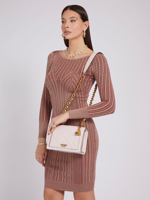 Sac à Bandoulière Matelassé Blanc Guess Abey