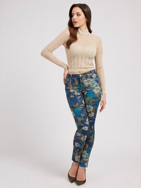 Guess Pantalon Multi Imprimé Bleu Sur Toute La Surface
