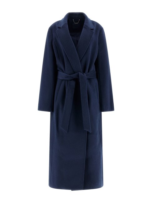 Guess Manteau Ceinturé En Laine Mélangée Bleu