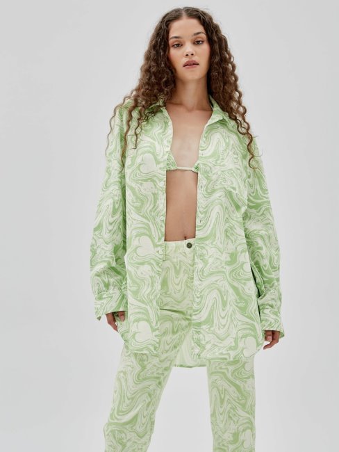 Chemise Imprimée Guess All Over Vert Multi