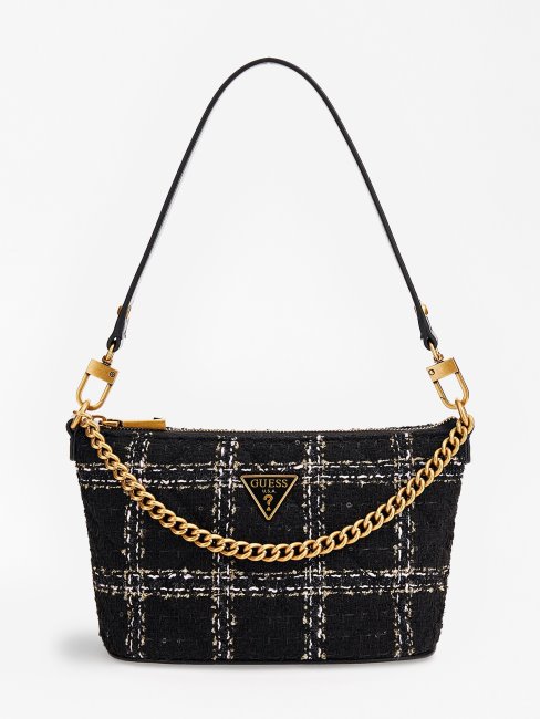 Mini Sac Seau Guess Cessily En Tweed Noir