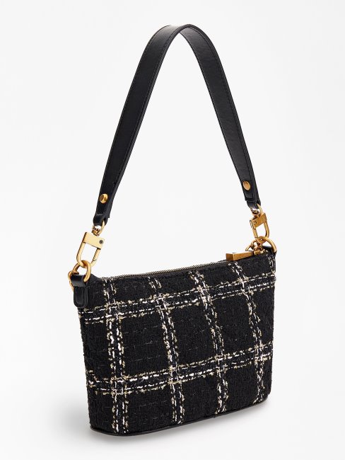 Mini Sac Seau Guess Cessily En Tweed Noir