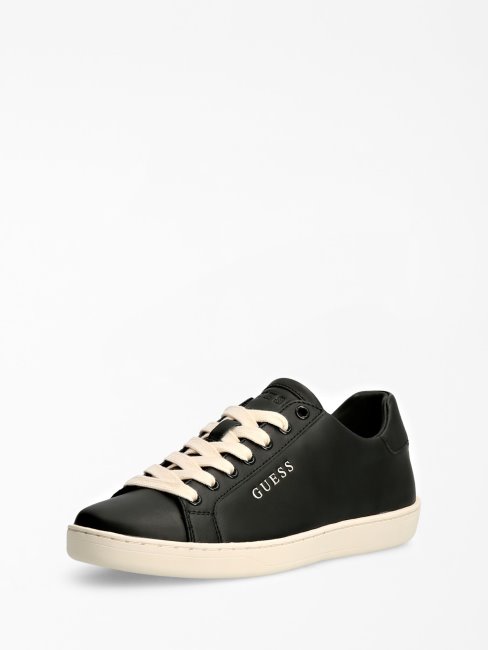 Guess Baskets En Cuir Véritable Rosalia Noir