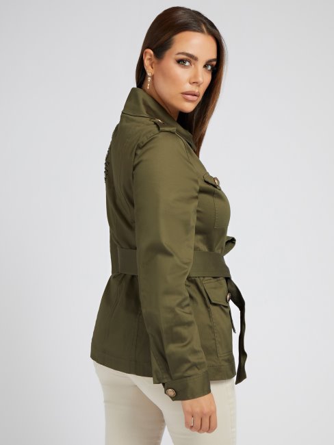 Guess Veste De Campagne Brodée De Strass Vert