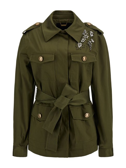Guess Veste De Campagne Brodée De Strass Vert
