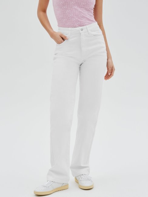 Guess Pantalon Denim Coupe Décontractée Blanc