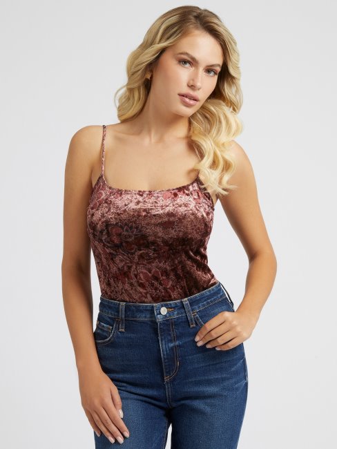 Corps Violet Imprimé Fleuri En Velours Guess