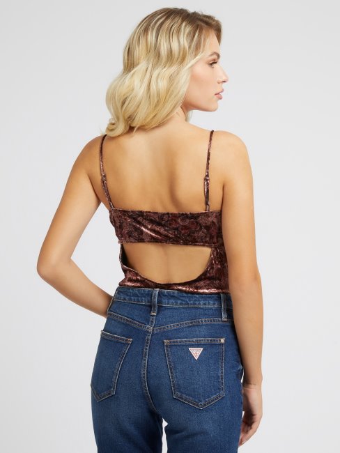 Corps Violet Imprimé Fleuri En Velours Guess