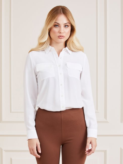 Guess Chemise Blanche En Soie Marciano