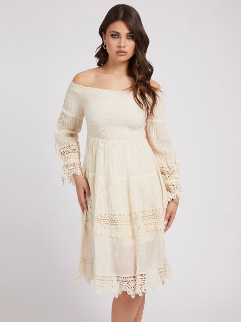 Robe Macramé épaules Nues Guess Crème