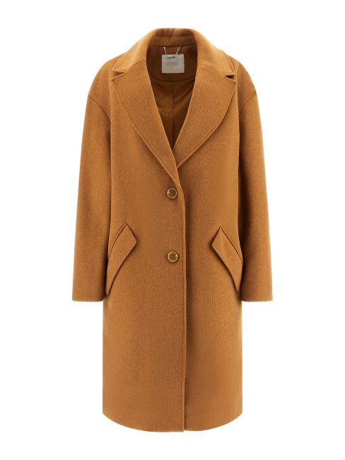 Manteau En Laine Mélangée Guess Marron