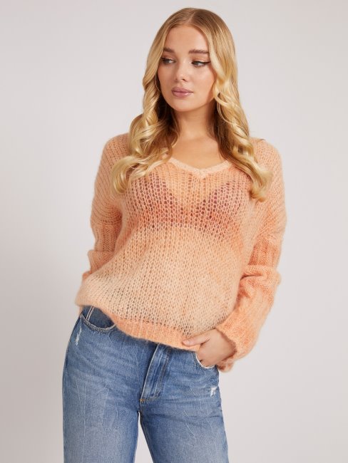Guess Pull Orange En Laine Mélangée