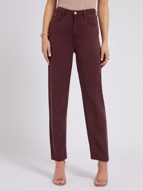Guess Pantalon Denim Coupe Décontractée Bordeaux
