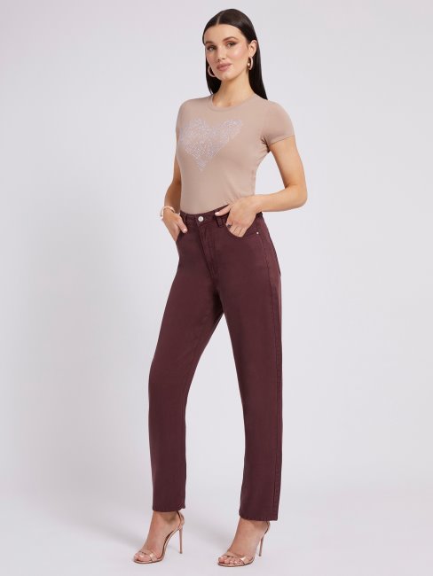 Guess Pantalon Denim Coupe Décontractée Bordeaux