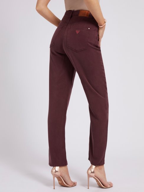 Guess Pantalon Denim Coupe Décontractée Bordeaux