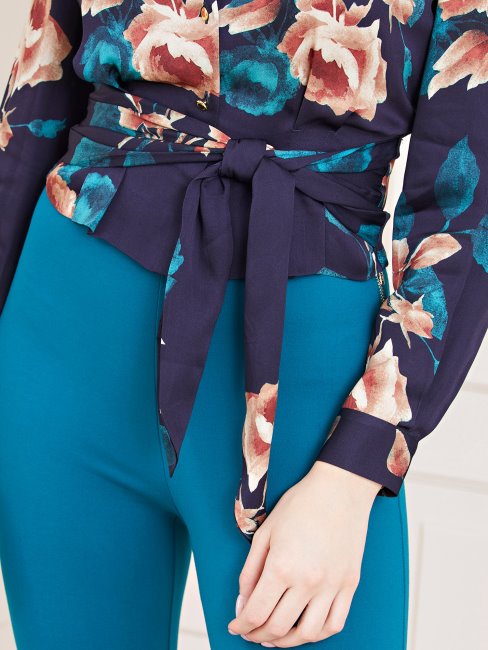 Chemise Bleu Imprimé Fleuri Multi Marciano Guess