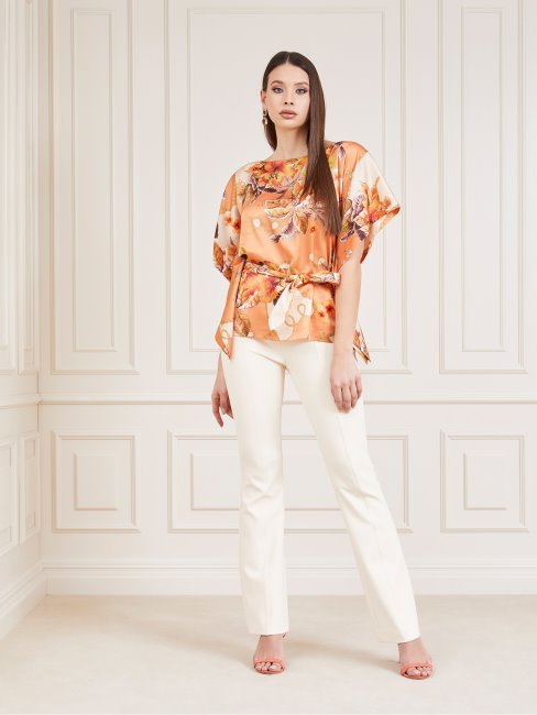 Guess Orange Marciano Haut Imprimé Sur L'ensemble
