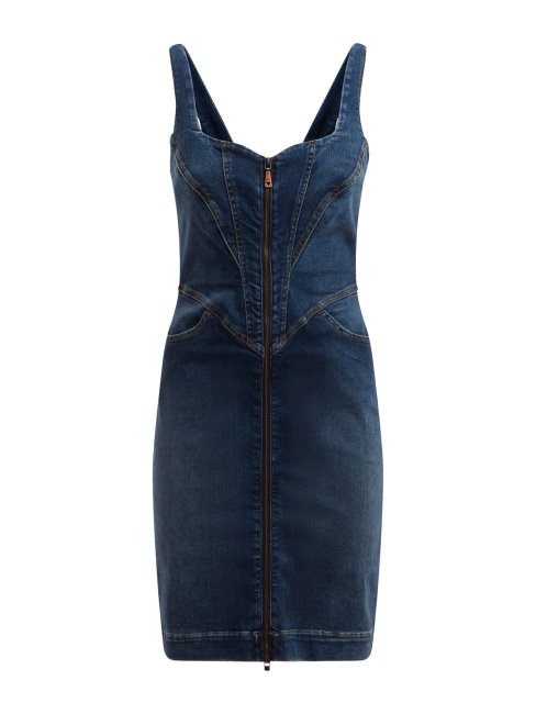 Robe En Denim à Fermeture Zippée Sur Le Devant Bleu Guess