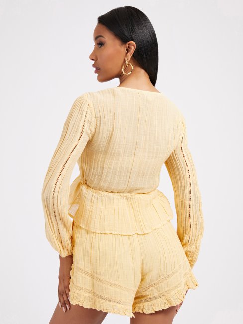 Chemisier Plissé Jaune Guess