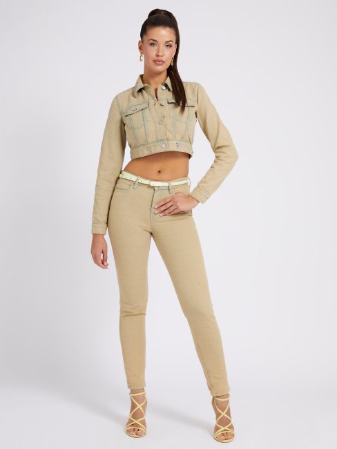 Veste En Jean Jaune à Logo Guess All Over