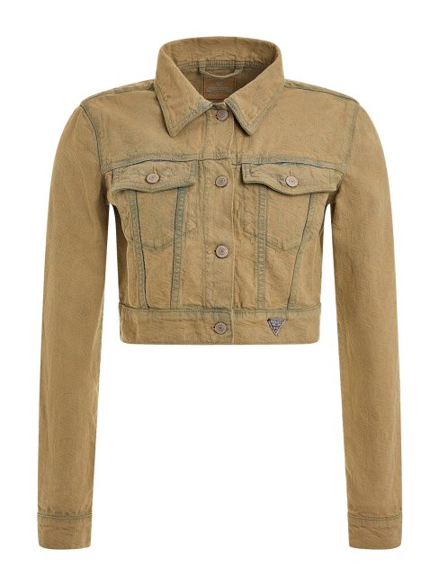 Veste En Jean Jaune à Logo Guess All Over