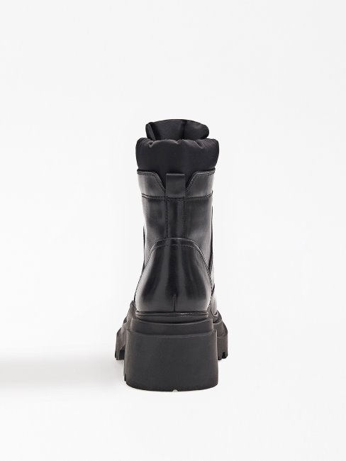 Guess Vaney Bottes De Combat En Similicuir Noir