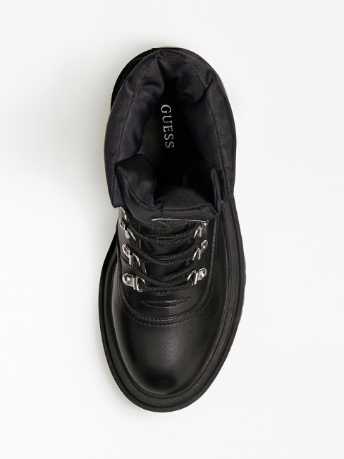 Guess Vaney Bottes De Combat En Similicuir Noir