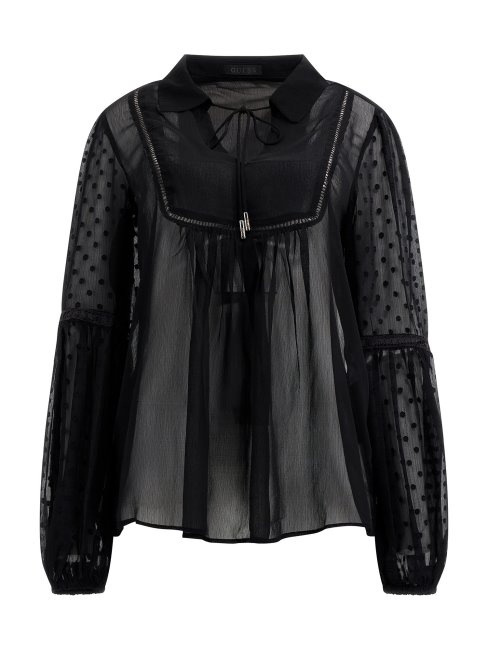 Blouse En Mousseline De Soie Noire Guess