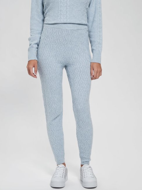 Pull à Torsades Bleu Legging Guess