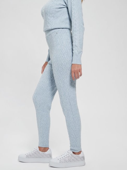 Pull à Torsades Bleu Legging Guess
