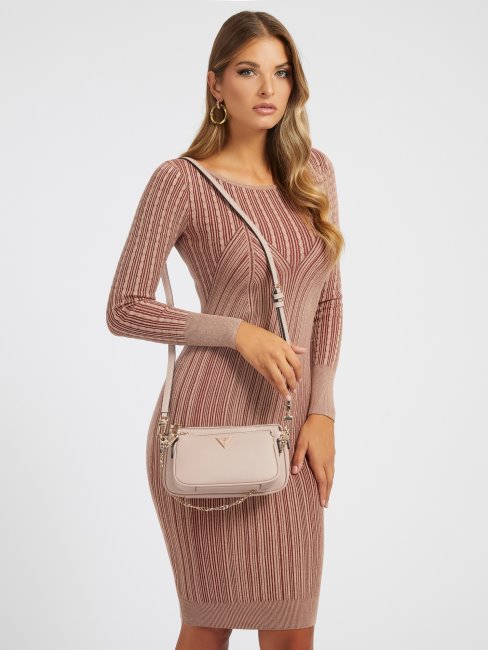 Mini Sac à Bandoulière En Saffiano Alexie Guess Rose