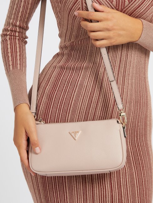 Mini Sac à Bandoulière En Saffiano Alexie Guess Rose
