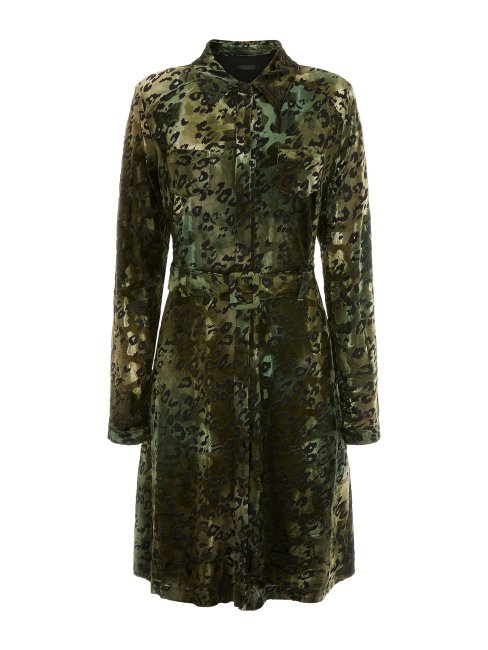 Robe Verte En Velours Imprimé Animalier Guess