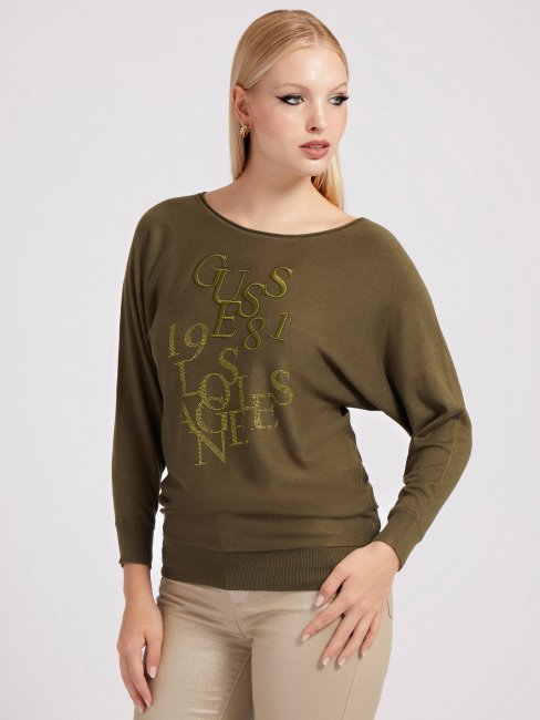Guess Pull à Logo Sur Le Devant Vert