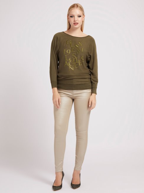 Guess Pull à Logo Sur Le Devant Vert