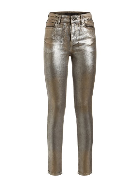 Pantalon Denim Coupe Skinny Effet Métal Gris Guess