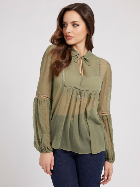 Blouse En Mousseline Verte Guess