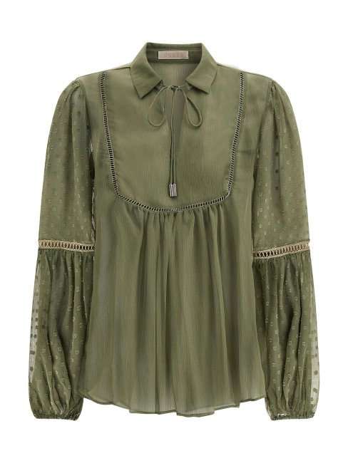 Blouse En Mousseline Verte Guess