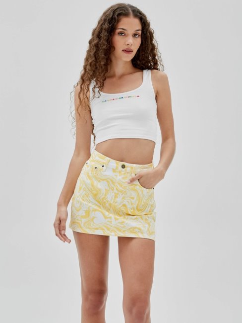 Guess Débardeur Logo Devant Blanc