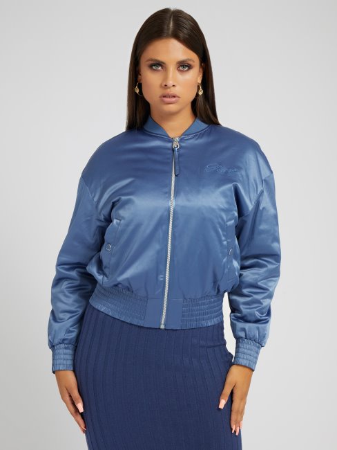 Veste Bomber En Satin Bleu Clair Guess