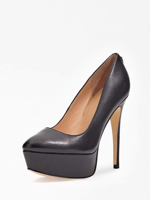 Escarpins Guess En Cuir Véritable Cador Noir