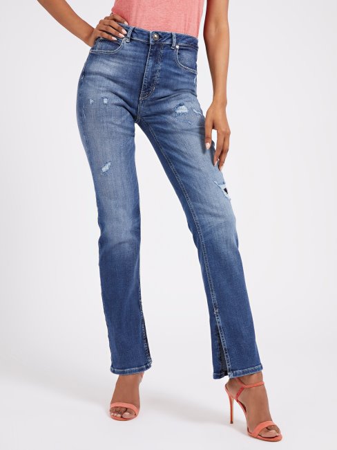 Guess Pantalon En Denim Bleu Abrasions