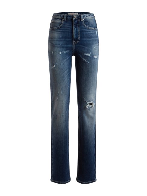 Guess Pantalon En Denim Bleu Abrasions