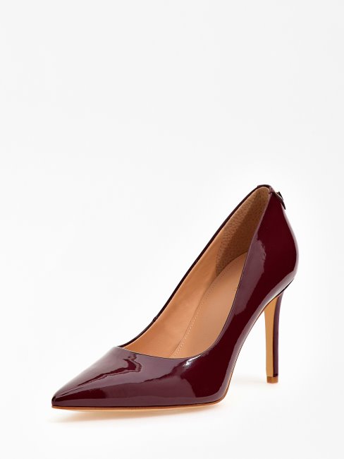 Escarpins Guess Piera En Cuir Verni Rouge